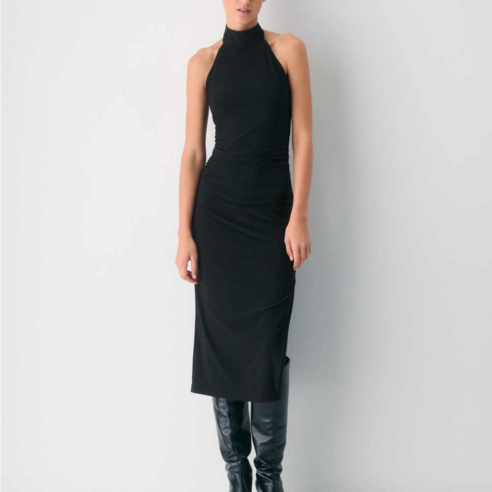 Elegant Black Halter Neck Dress